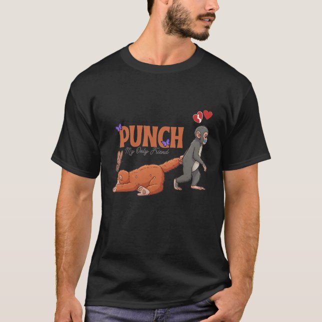 Punch‑kun & Plush Monkey – Kawaii für Kinder T-Shirt (Vorderseite)