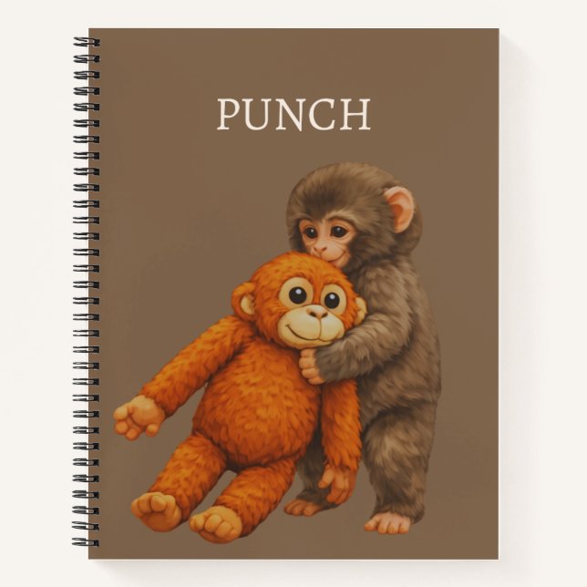 Punch Monkey Funny Notebook | Cute Cartoon Monkey Notizbuch (Vorderseite)