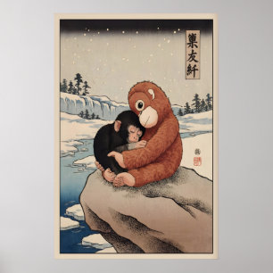 Punch Monkey Poster Japanischer Makake mit