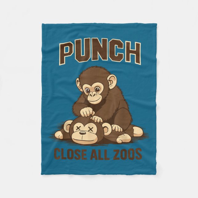 Punch the baby monkey japan funny meme  fleecedecke (Vorderseite)