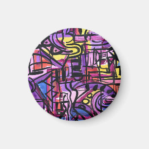 Punchbowl-Bold Farbige Handgemalte Abstrakte Kunst Magnet