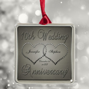 Punched Tin 10 Year Anniversary Square Ornament Aus Metall