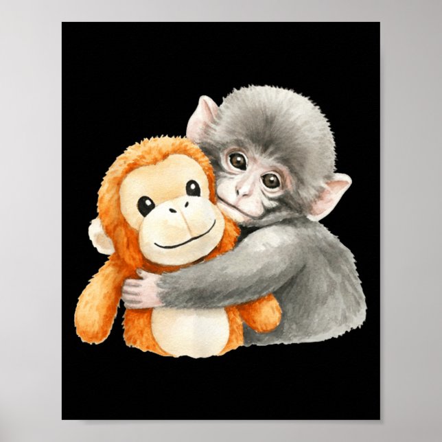 Punchkung der Affe, der das Plüschfreund-Meme hält Poster (Vorne)