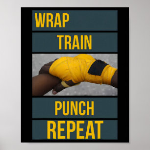 Punchy-Grafiken Wrap Train Punch Repeat, Boxen Ki Poster