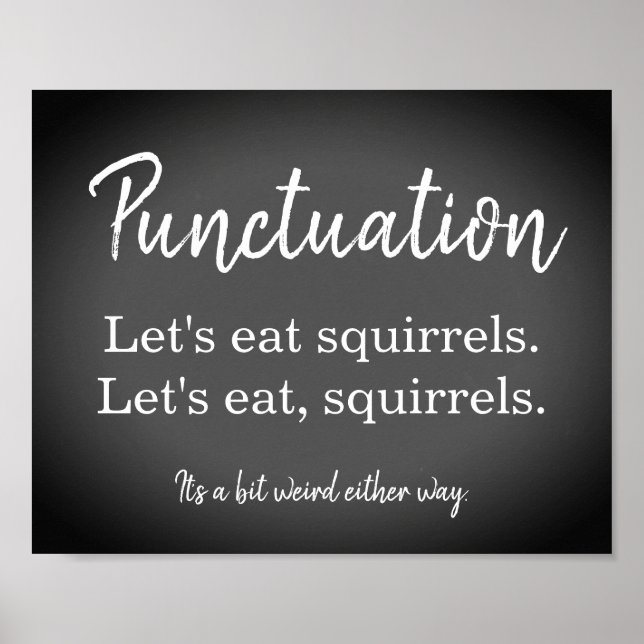 Punctuation Commas Funny Chalk Board Poster (Vorne)
