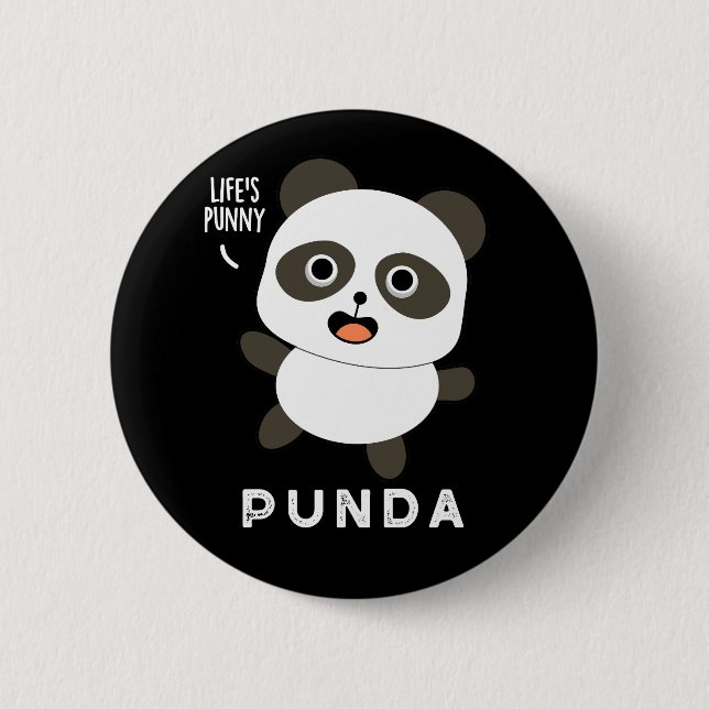 Punda Funny Animal Panda Pun Dark BG Button (Vorderseite)