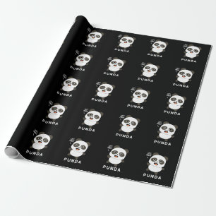 Punda Funny Animal Panda Pun Dark BG Geschenkpapier
