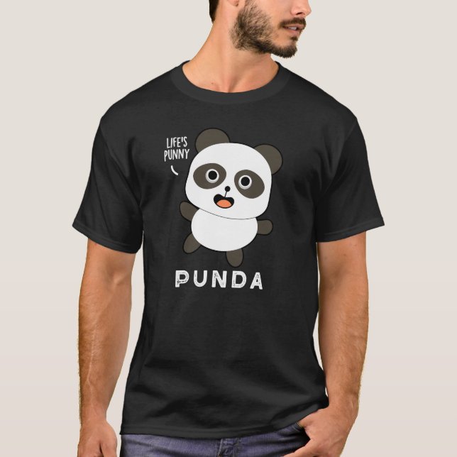 Punda Funny Animal Panda Pun Dark BG T-Shirt (Vorderseite)
