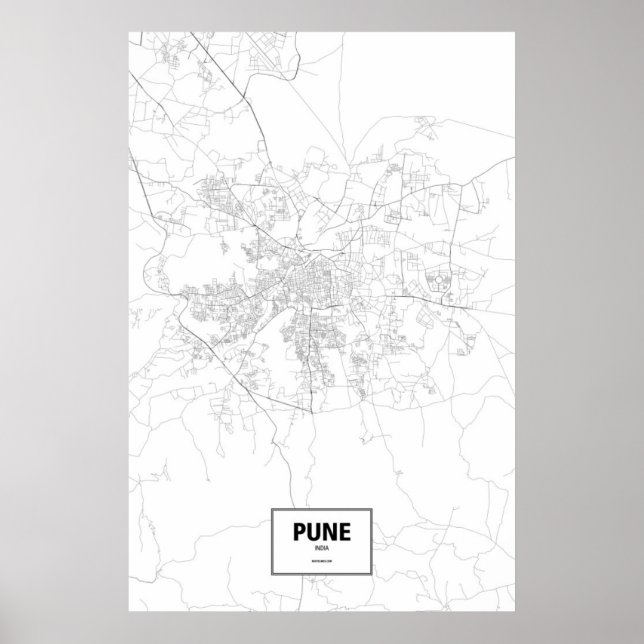 Pune, Indien (Schwarzes auf Weiß) Poster (Vorne)