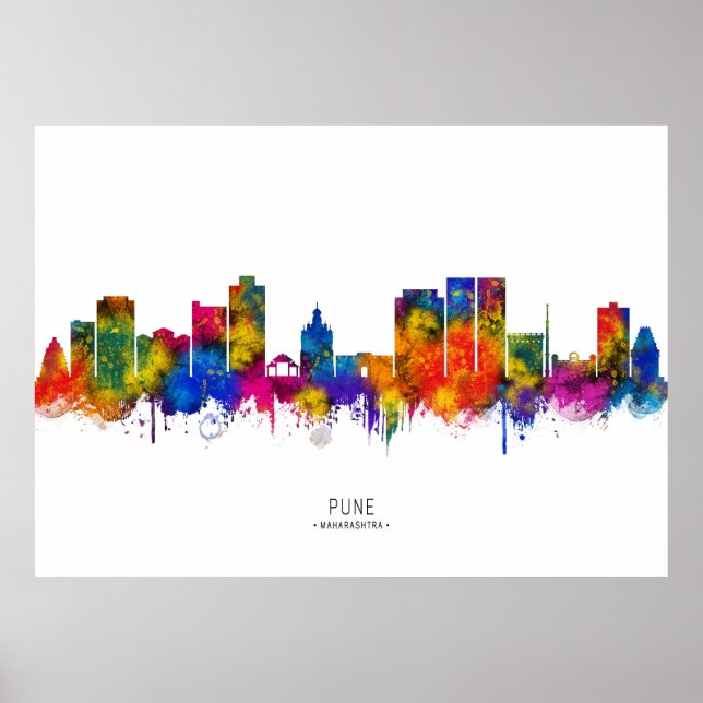 Pune Maharashtra Skyline Poster (Vorne)