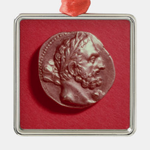 Punic Münze, die den Kopf von Hamilcar Barca trägt Silbernes Ornament