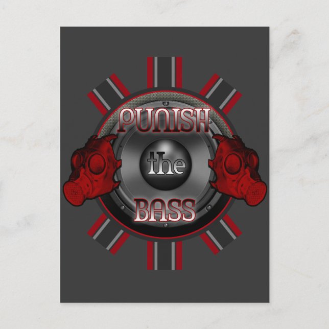 PUNISH the BASS DnB Dub Dubstep Hardstyle DJ Postkarte (Vorderseite)