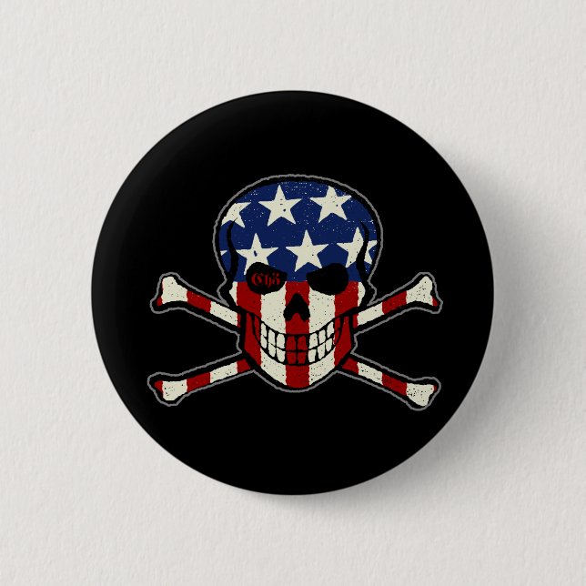 Punisher-Schädel-Americanaflaggen-Grafik Button (Vorderseite)