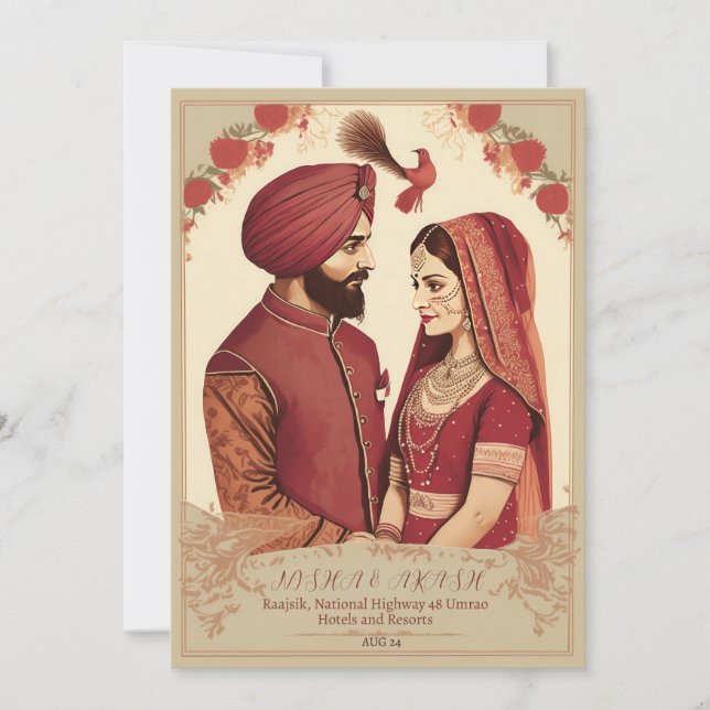 punjabi Hochzeitskarte Einladung (Vorderseite)