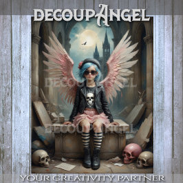 Punk Angel in Stripes Decoupage Seidenpapier