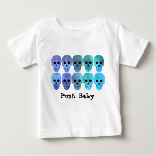 Punk Baby Blue Skulls Baby T-shirt