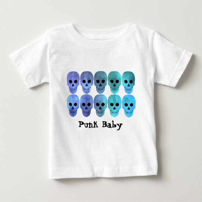 Punk Baby Blue Skulls Baby T-shirt (Vorderseite)