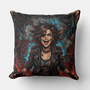 Punk Chaos Mädchen Explosion Grunge Rebell Feuer Kissen