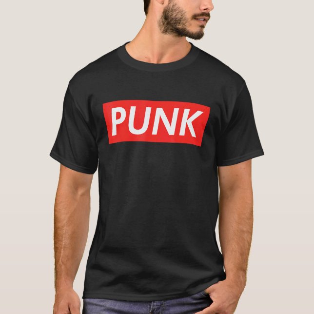 PUNK  Cool White on Red for Punk Rockers T-Shirt (Vorderseite)