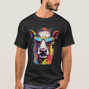 Punk Cow Bull Farm Animal Dairy Bauer Rainbow Col T-Shirt
