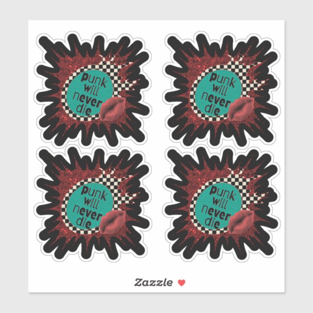 Punk Die niemals Aufkleber (Blatt)