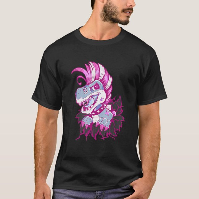 Punk Dinosaur Pastel Goth Dino Rex Emo Paleontolog T-Shirt (Vorderseite)