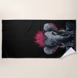 Punk Elefant Kunst – Mohawk Tierdesign Strandtuch