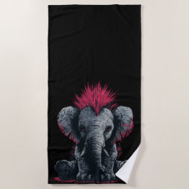 Punk Elefant Kunst – Mohawk Tierdesign Strandtuch