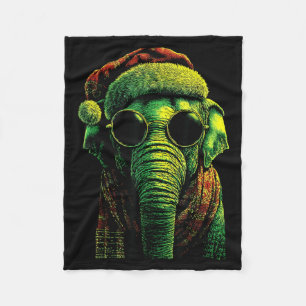 Punk Elefant mit Sonnenbrille Weihnachtsmann Hut W Fleecedecke