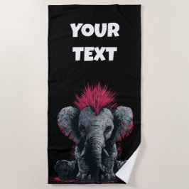 Punk Elefantenkunst – Mohawk-Tierdesign Strandtuch