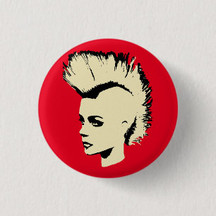 Punk Girl – bichrome print Button