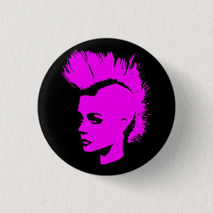 Punk Girl – unichrome print - pink Button