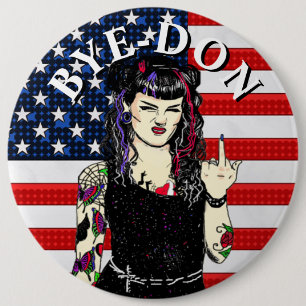Punk Gothic Girl Drehe den Bird BYE-DON Button