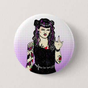 Punk Gothic Girl Drehe die Vogelhand ziehen Button
