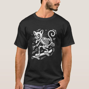 Punk Halloween Gruseliger Skater Skelett Katze Ska T-Shirt