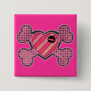 Punk Herz und Kreuz Button