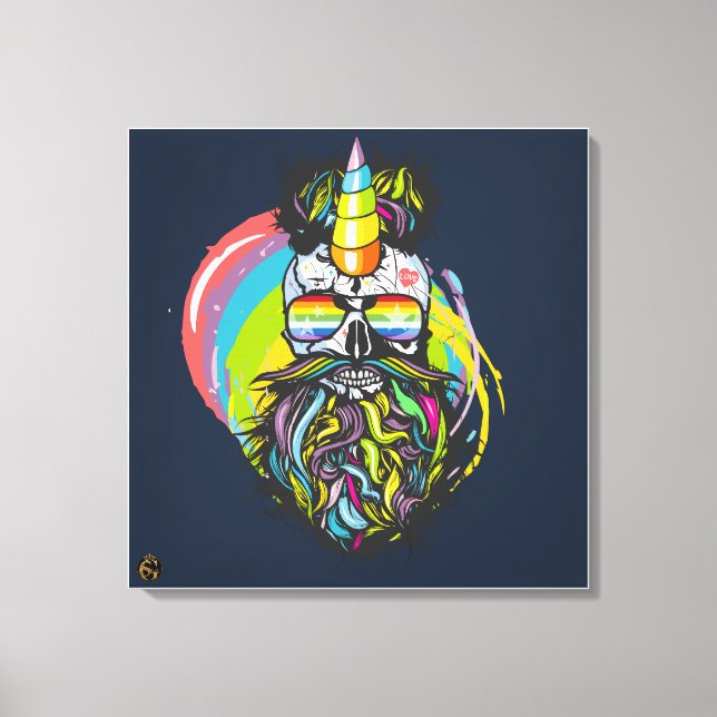 Punk Hipster G-Skulls Einhorn-Schädel Leinwanddruck (Vorderseite)