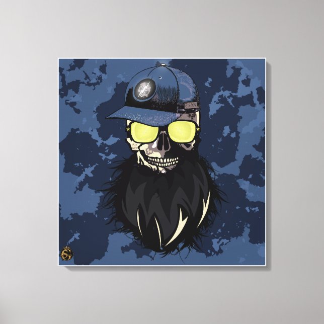 Punk-Hipster G-Skulls Stay-Wild-Schädel Leinwanddruck (Vorderseite)