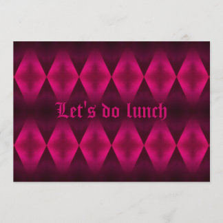 Punk-Hot-Pink-Diamant-Muster Lass uns Mittag-Party Einladung