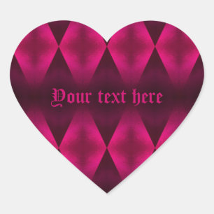 Punk-Hot-Pink-Rautenmuster Herz-Aufkleber