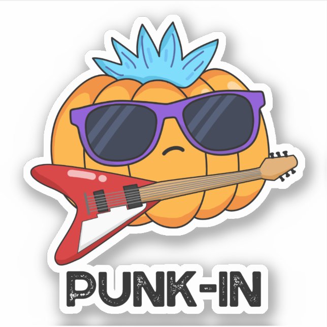 Punk-in Funny Punk Rock Pumpkin Pun Aufkleber (Vorderseite)