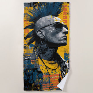 Punk Irokesenfrisur Mohawk Street Art Strandtuch