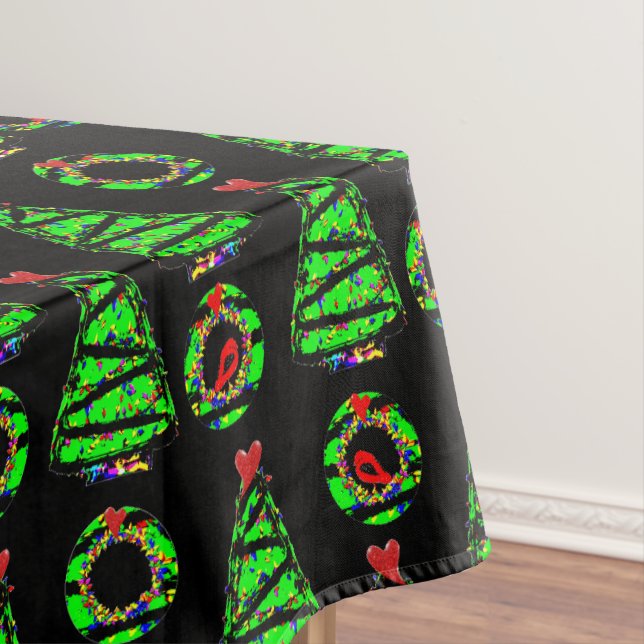 Punk-Kardinal-Weihnachtskranz und Xmas-Baum Tischdecke (Beispiel)