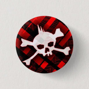 Punk Kariert Skull Button