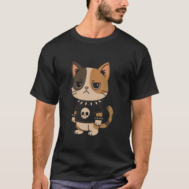 Punk-Katze Gothic T-Shirt (Vorderseite)