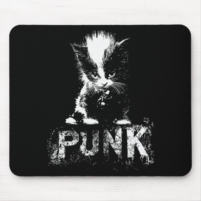 Punk Kitten Cat With Mohawk Nge Gothic Design  Mousepad (Vorne)