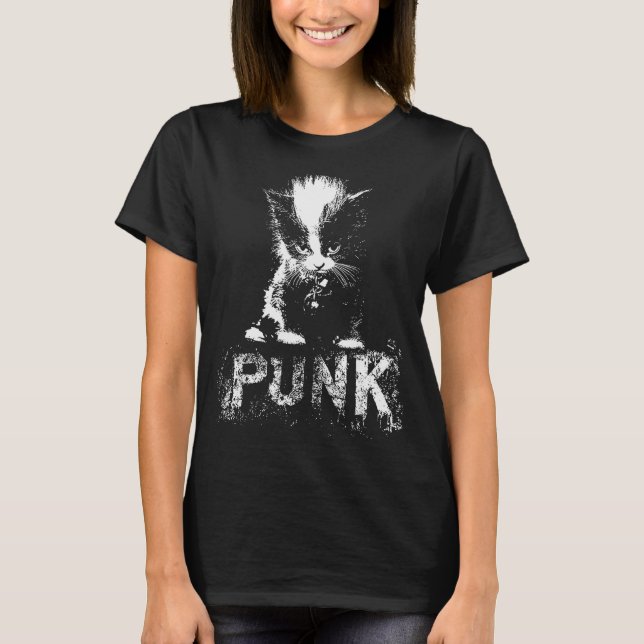Punk Kitten Cat With Mohawk Nge Gothic Design  T-Shirt (Vorderseite)