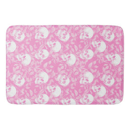 Punk Mädchen Gothic rosa Totenköpfe & Laub Hallowe Badematte