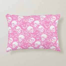 Punk Mädchen Gothic rosa Totenköpfe & Laub Hallowe Dekokissen