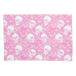 Punk Mädchen Gothic rosa Totenköpfe & Laub Hallowe Kissenbezug